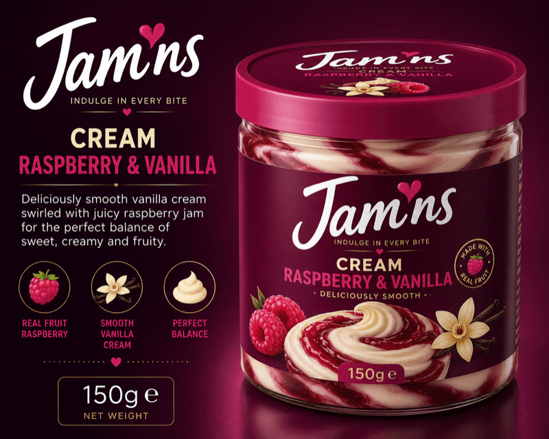 Jam'ns Cream Raspberry & Vanilla 150g